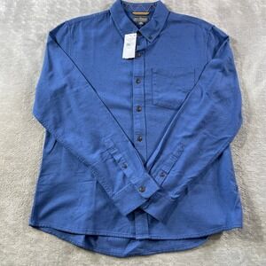 LL Bean Signature Flannel Shirt Donegal Mens Medium Regular Blue Woven LS